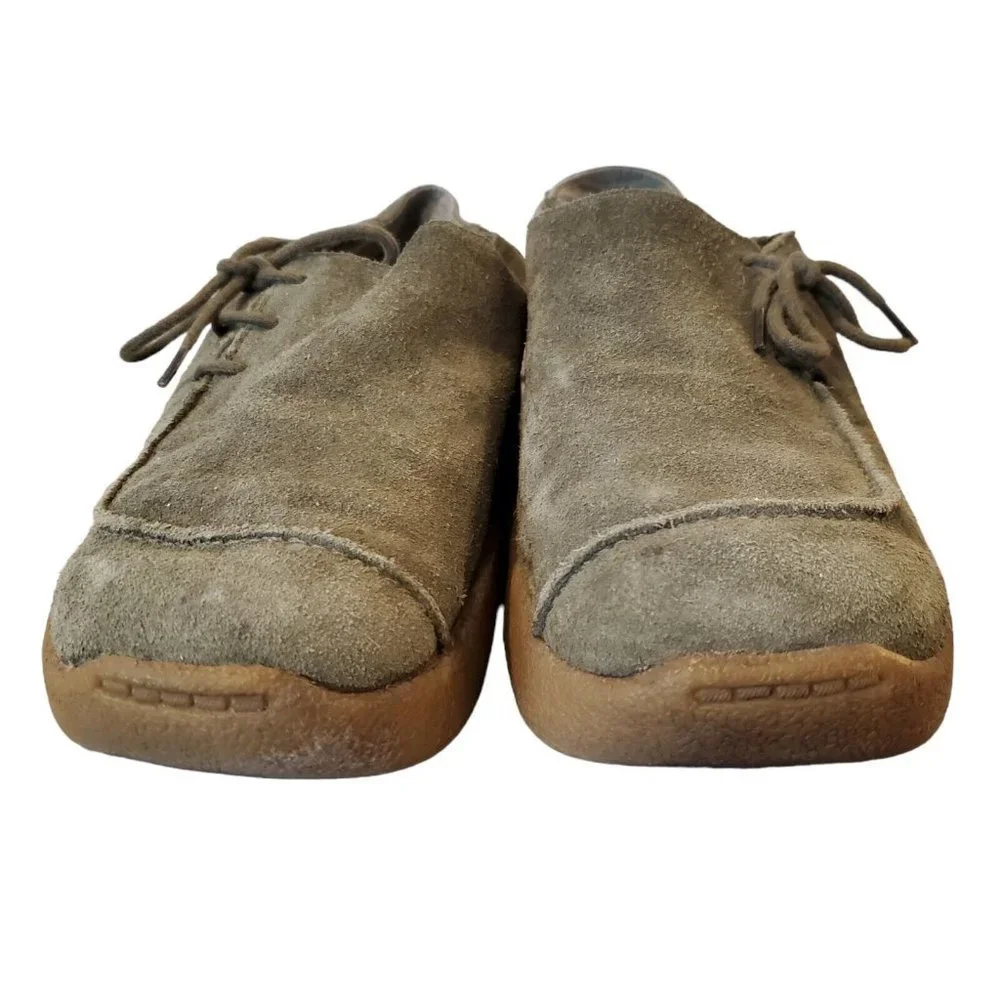 Vintage 90s Chunky Platform Shoes Slipon Suede Army Green Chukka Loafer Sz‎ 8.5
